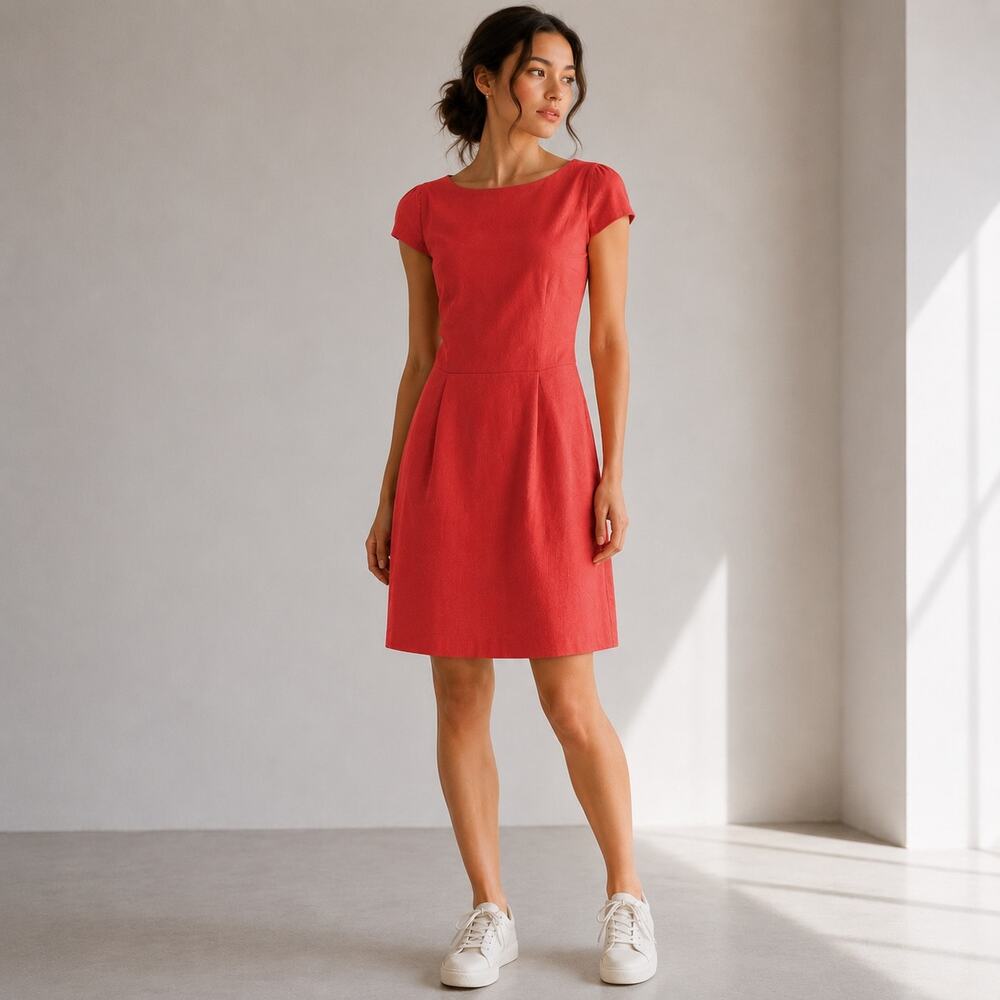 Walter Baker W118 Coral Short Sleeve Sheath Dress Small